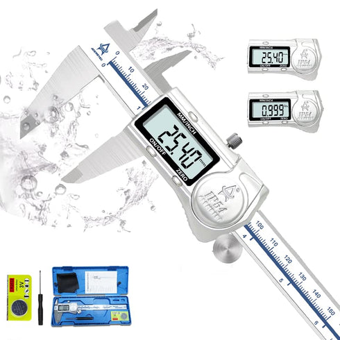 Digital Caliper, 6 Inch Measuring Tool, IP54 Waterproof, Large LCD Screen, Electronic Micrometer