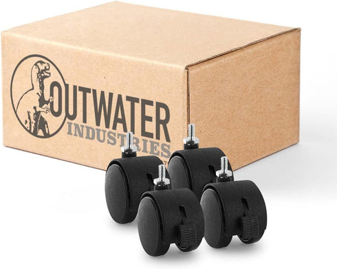 2" Wheel Diameter Black Nylon Swivel Hooded Samson Twin Wheel Caster with Brake, 4 Pack
