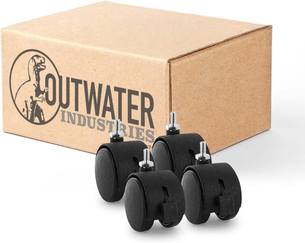 2" Wheel Diameter Black Nylon Swivel Hooded Samson Twin Wheel Caster with Brake, 4 Pack