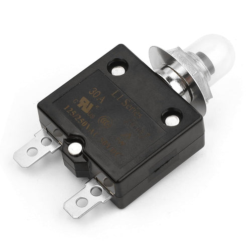 10A Manual Reset Button Circuit Breaker, 2 Pack, 125/250V AC, 50V DC, Thermal Overload Protector