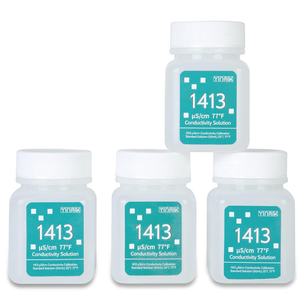 1413 µS/cm Calibration Solution, Conductivity Buffer for 5 in 1 Salinity Tester, 4 Bottles of 50mL