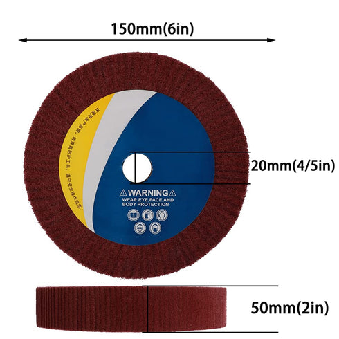 6inch Non-Woven Abrasive Grinding Flap Wheel Nylon Fiber Wheel Scouring Buffing Pad for Rotary Tool 2inch Thickness 240 Grit Red