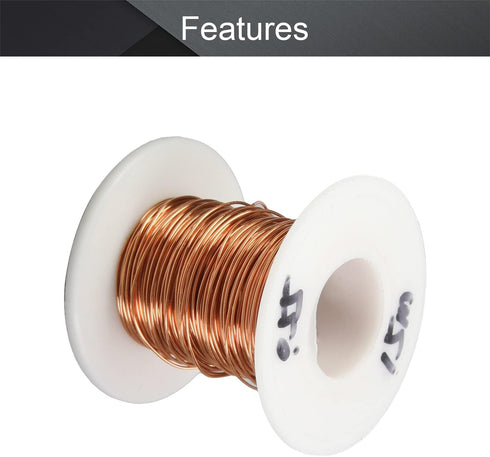 Fielect 0.55mm Inner Dia Magnet Wire Enameled Copper Wire Winding Coil 49.2Ft Length for Motors