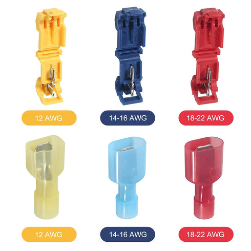360Pcs T-Tap Wire Connectors, Self-Stripping Quick Splice Electrical Wire Terminals, Insulated Male Spade Kit