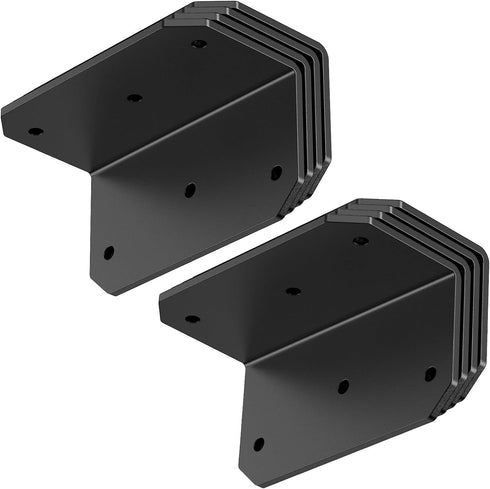 SecureLatch 4 Inch 90 4"2"2" (Black-4PCS) Heavy Duty Galvanized L Bracket, Degree Angle Bracket for Wood, Metal Corner