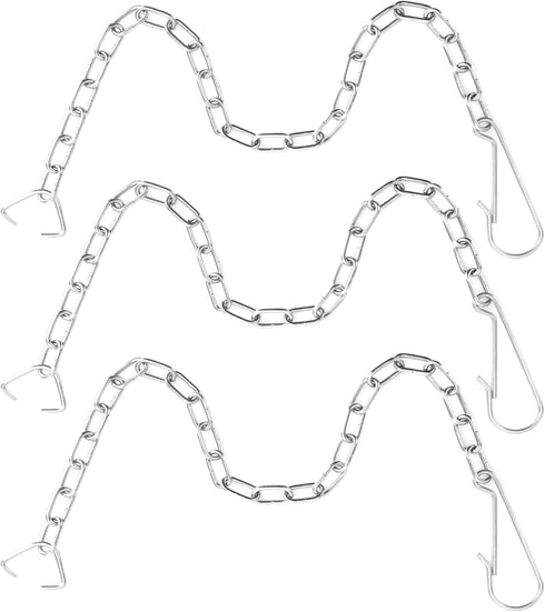Toilet Chain Replacement Kit: 3Pcs 9.5 Stainless Steel Toilet Flapper Handle Chain with Hook Ring, Silver