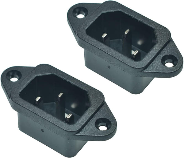 Screw Mount 3 Pins IEC320 C14 Inlet Power Plug Socket, 15A 250VAC Power Connector (Pack of 2)