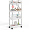 Magshion Slim Rolling Cart, 4-Tier Plastic Utility Cart with Wide Plastic Shelves,