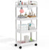 Magshion Slim Rolling Cart, 4-Tier Plastic Utility Cart with Wide Plastic Shelves,