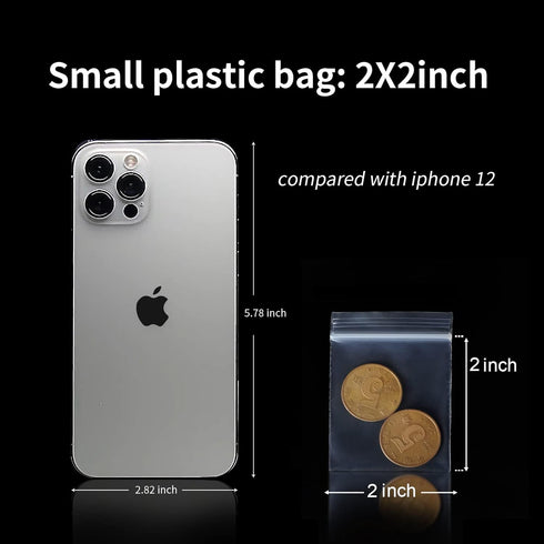 Mini Ziplock Bags 2x2 - 400pcs Transparent Small Plastic Bags for Jewelry, Pills, Coins