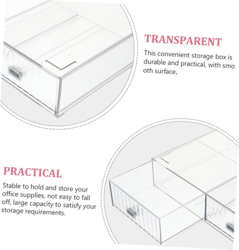 Small Plastic Storage Bin with Drawers, Stackable Organizer for Desk Accessories, Stationery, Office Supplies