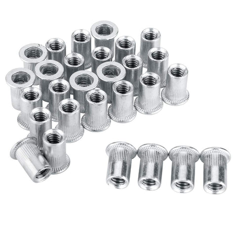 20Pcs Aluminum Flange Nut, 1/4-20UNC Rivet Nuts, Flat Head Threaded Insert