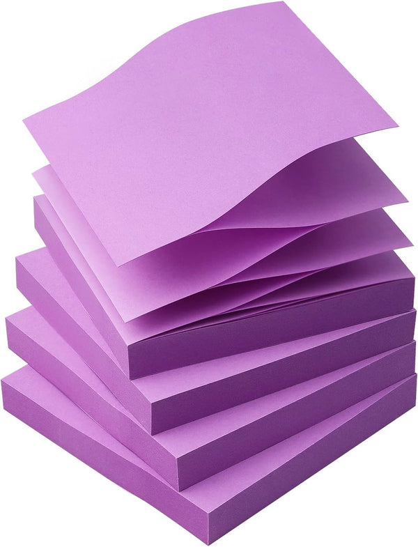 Sticky Notes 3x3 Pop Up Self-Stick Pads - Bright Colors for Office, School, Home, 4 Pads/Pack, 90 Sheets/Pad (Purple)