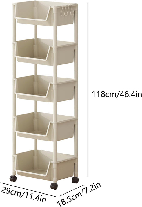 Carts,5 Rolling Carts with Wheels, Rolling Storage Cart with Handle and Lockable Wheels, Storage Cart On Wheels