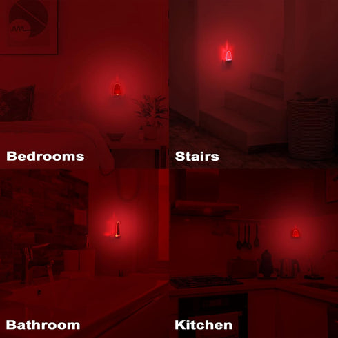2 Pack GREENIC Red Plug in LED Night Light Dusk to Dawn Sensor for Bedroom, Bathroom, Kitchen, Hallway