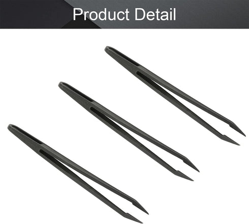 Utoolmart 3Pcs Black Plastic Anti-static Tweezers, Precision Slant Point Tip for DIY Beauty Craft Repair Tool