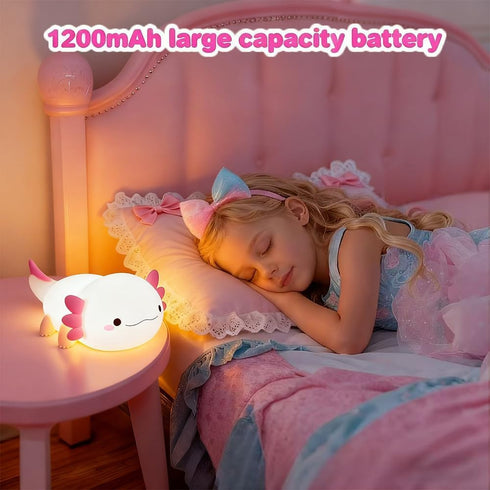Cute Axolotl Night Light for Kids Bedroom, Animal Silicone Nursery Night Lamp Touch Control Nightlights USB
