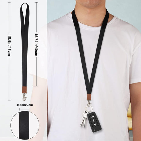 Lanyards for Keys, Black Long Keychain Lanyard for Women and Men, Cute Neck Lanyard for ID Badges