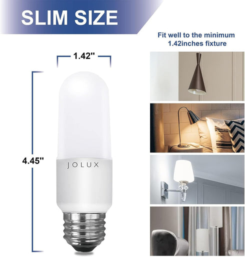 LED Bright Stik Dimmable,led Bulbs 60 watt Equivalent,5000K(Daylight) led Enclosed Fixture Rated, 8.5 Watt 800 Lumen,Standard Medium Screw Base,E26 led Bulb Narrow,6 Count (Pack of 1) by Jolux