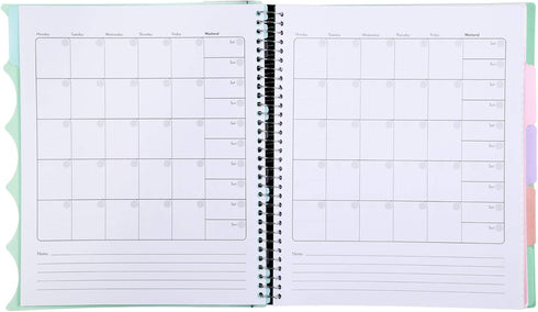 Mintra Office Durable PREMIUM Spiral Notebook - Sage Green, 5 Subject (8.5in x 11in), Fabric Covered Coils for School