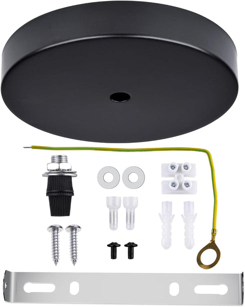 Arturesthome Industrial 5.9" Black Ceiling Canopy Kit,Single Hole Extra Depth and Width