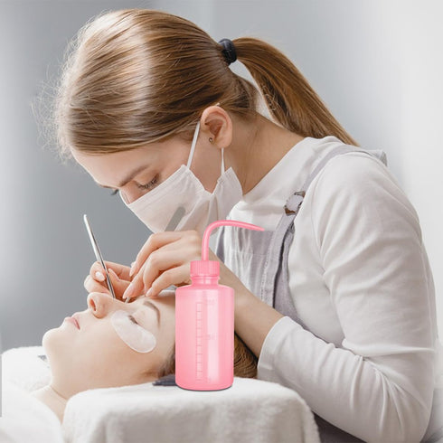 Tatoo Lash Squeeze Bottle, Safety Rinse Plastic Medical Lab Washing Bottle (2 Pink, 250ml)