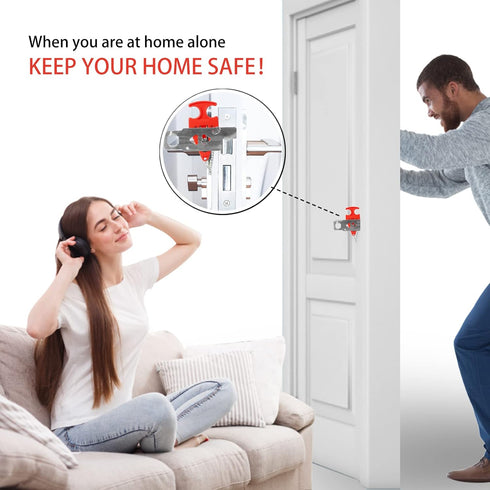 Portable Door Lock for Travel, Hotel Room Security Devices, Apartment Jammer, Additional Safety, 2022 Upgrade (Red