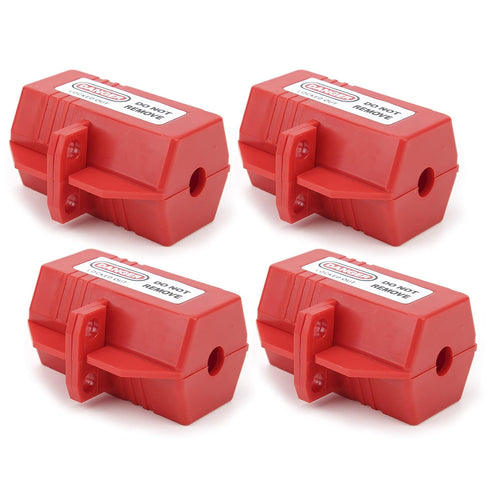 FILFEEL 4pcs Plastic Electrical Plug Lockout - Industrial Tool for Most Plugs and Shackle Diameter, ABS Material