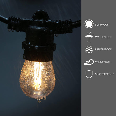 25 Pack S14 LED Replacement Light Bulbs, Shatterproof Outdoor String Bulbs, 2W Equivalent 20W, E26 Base