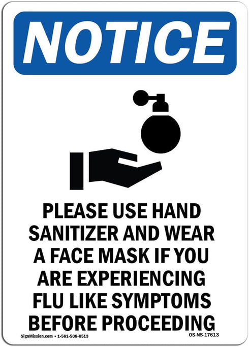 OSHA Notice Sign - Please Use Hand Sanitizer | Peel and Stick
