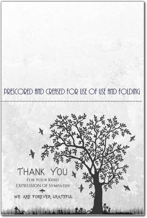 Elcer (40 Pack) Funeral thank you cards with envelopes Celebration of life Floral Tree acknowledgment memorial Sympathy