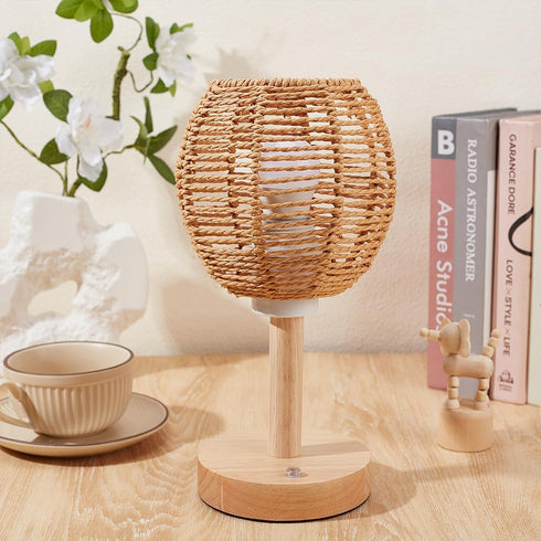 BENECREAT Small Boho Shades Replacement, Brown Paper Cord Lampshade Woven Pendant Light Covers Retro Lampshade