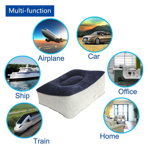 Inflatable Travel Foot Rest Pillows - Air Footrest Cushion for Travel, Office, and Home