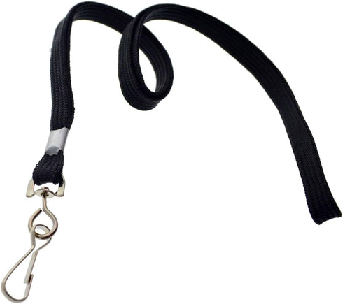 Specialist ID Black 3/8" Flat Braid Woven Lanyard with Nickel-Plated Steel Swivel Hook SPID-2201, Individually Sold