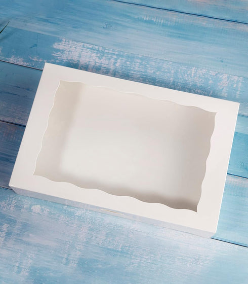 15-PACK Pastry Bakery Box, 16x11x2.75inch, White Auto-Pop Up Boxes for 12 Donuts, Muffins, Cookies with PVC Window