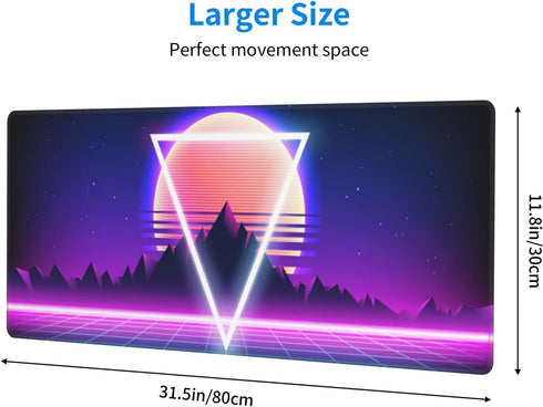 Retro Vaporwave Gaming Mouse Pad, Large XL Cool Desk Mat Synthwave Neon Extended Pads for Home Office Decor Accessories