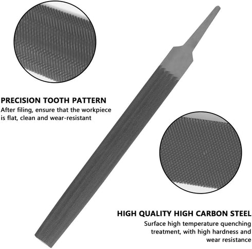 KALIM Half Round Medium Cut File, 6'' Length, High Carbon Steel Hand File for Wood and Metal