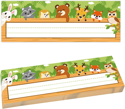 Fancy Land Jungle Animals Name Plates, 36pcs Woodland Nameplates for Classroom School Supply
