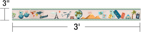 Carson Dellosa Let's Explore World Travel Bulletin Board Borders, 36 Feet Scalloped Travel Theme for Classroom Decor