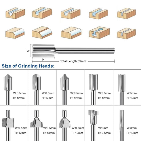 Wood Carving Bits Engraving Router Bit, 20pcs HSS Rotary Burr Set for DIY Woodworking & Carving