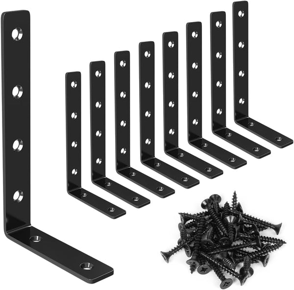 LuckIn 8 Pack Shelf Bracket, 5" x 3" L Brackets for Shelves,