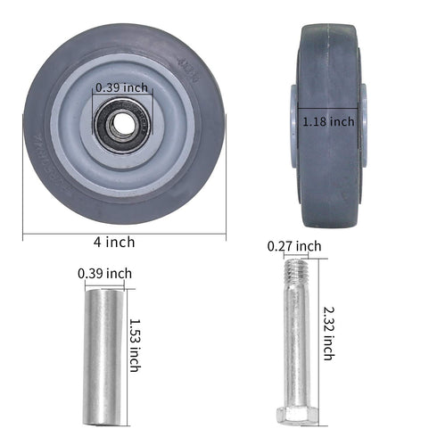 GLE2016 265 4 Inch) Push Cart Wheels, Heavy Duty PU Plate Caster Wheels Bearings Repair Kits, Shelf Replacement Wheels