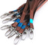 yueton 10pcs Vertical Style Leather Business ID Badge Holder - Brown with Long Neck Strap Lanyard