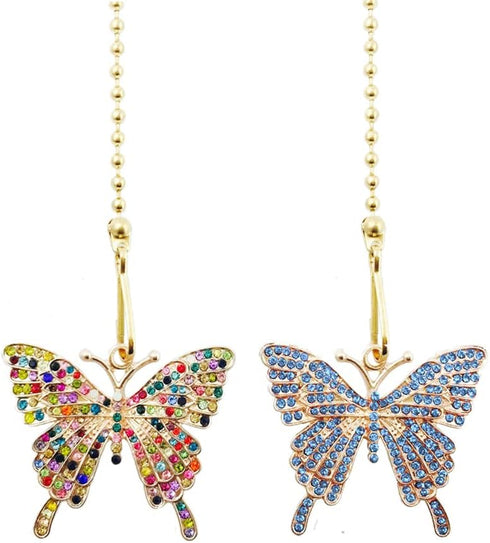 Ceiling Fan Extension Chain, Decorative Crystal Rhinestone Butterfly Ornaments Pendant, Light Lamp Chain Pull Extender