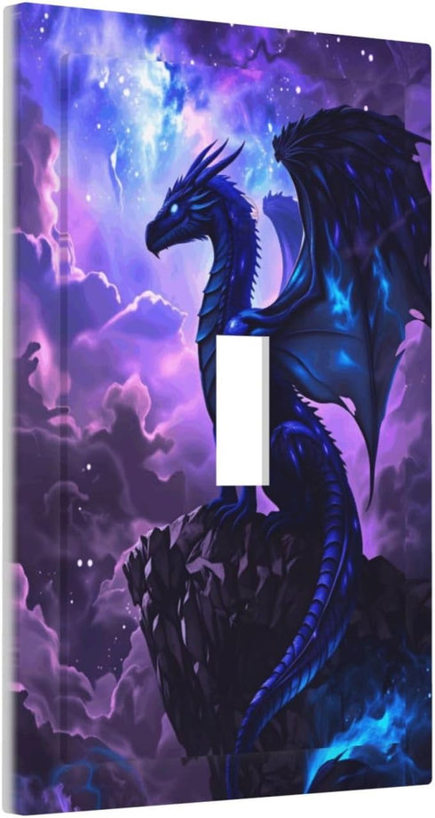 HTSAHKV 3 5 Inch Cosmic Dragon Wall Plate Light Switch Cover Single Gang Outlet Faceplate Print Plate Cover X