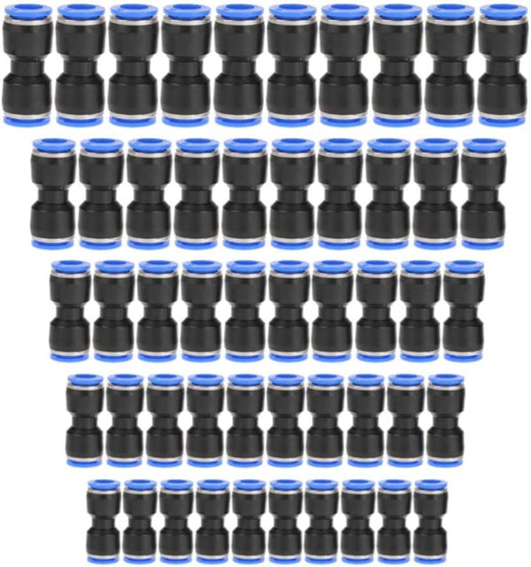 Straight Push Connectors Kit, 50 Pcs Quick Release Plastic Push to Connect Fittings for 4/6/8/10/12 mm Air Line Tubes