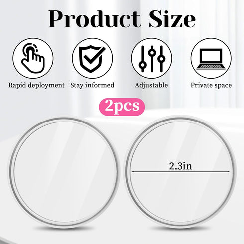 Zyghjort 2 Pack 2.3" Desk Mirror Office Cubicle, Small Adjustable Round Mirror to See Behind You, Fits PC Monitors