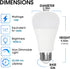 LED Light Bulb, A19 100W Equivalent, Efficient 15W, 1600 Lumens, Daylight 5000K, E26 Standard Base, Non-Dimmable, 2 Pack