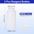 PATIKIL 2 Pcs 1000ml Reagent Bottles, PE Wide Mouth Round Graduated Bottles with Screw Cap for Lab Water Reagent Liquids Solid Sample Storage Seal, Transparent White by PATIKIL
