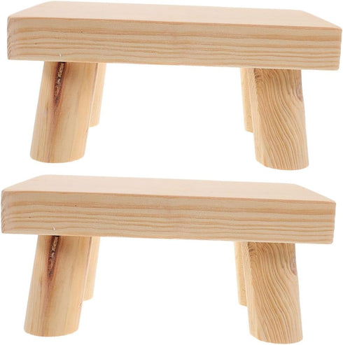 Generic 2pcs Wooden Step Stool Foot Stool for Portable Design for Dining Table